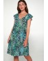 VAMP 20408, Φόρεμα με μανικάκι από Viscose, σε αμπίρ γραμμή, BLUE PARADISE